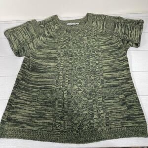 Jason Maxwell Green Cable Knit Short Sleeve Sweater 2X